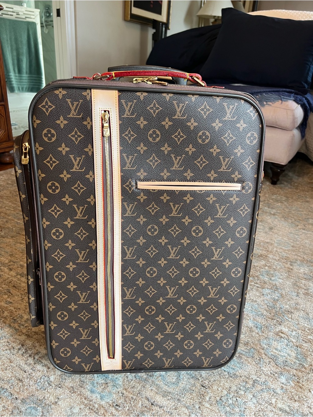LV Monogram Bosphore Trolley 45 Vintage Rolling Carry On Suitcase Authentic